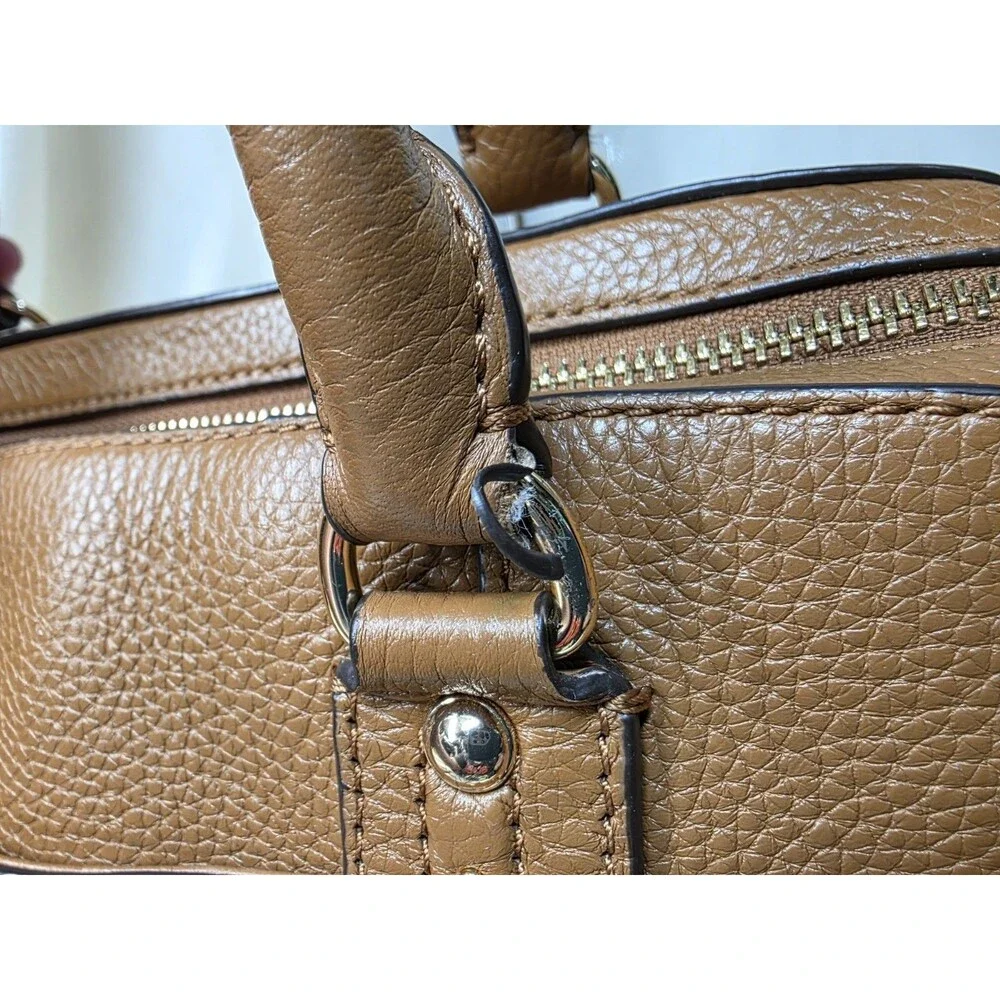 Michael Kors Cow Leather Medium Satchel Caramel/Tan Purse Hand Bag Crossbody